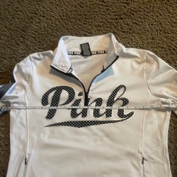 Pink Victoria Secret Ultimate long sleeve white 1/4 zip front top Ladies Sz L - Picture 8 of 14
